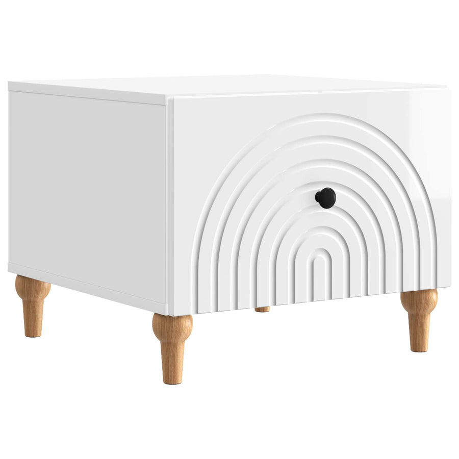 Salontafel met lade Hoogglans Wit 49 x 50 x 40 cm Bewerkt hout