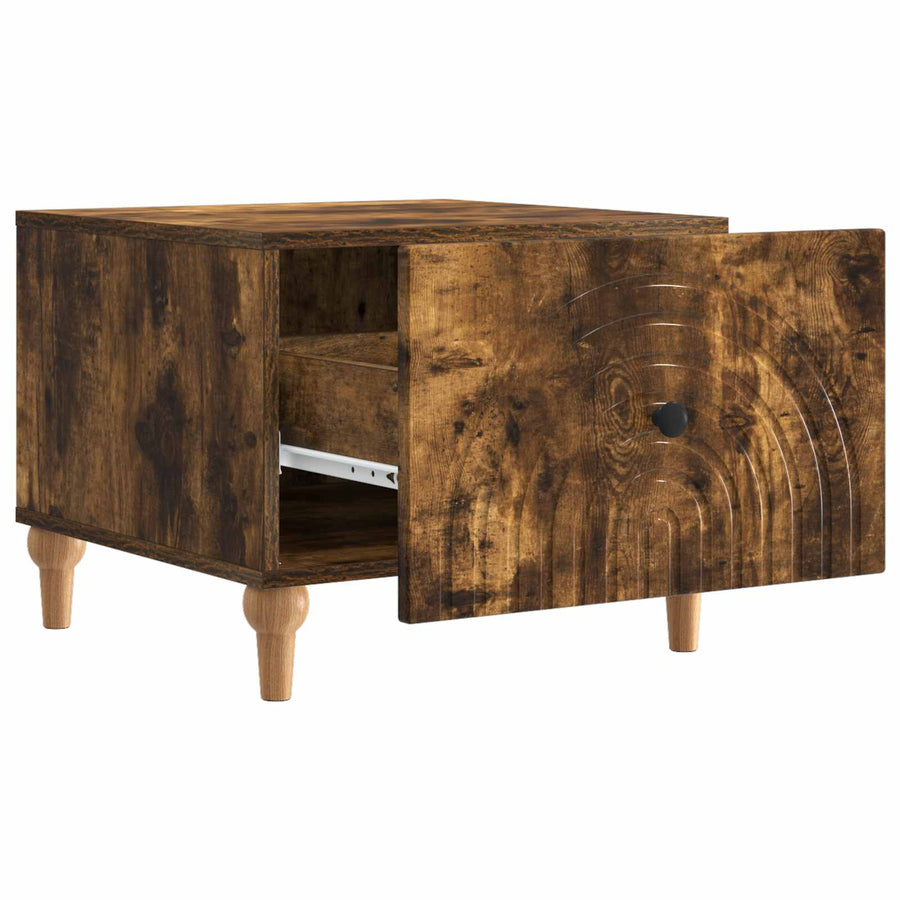 Salontafel met lade Gerookt eiken 49 x 50 x 40 cm Bewerkt hout