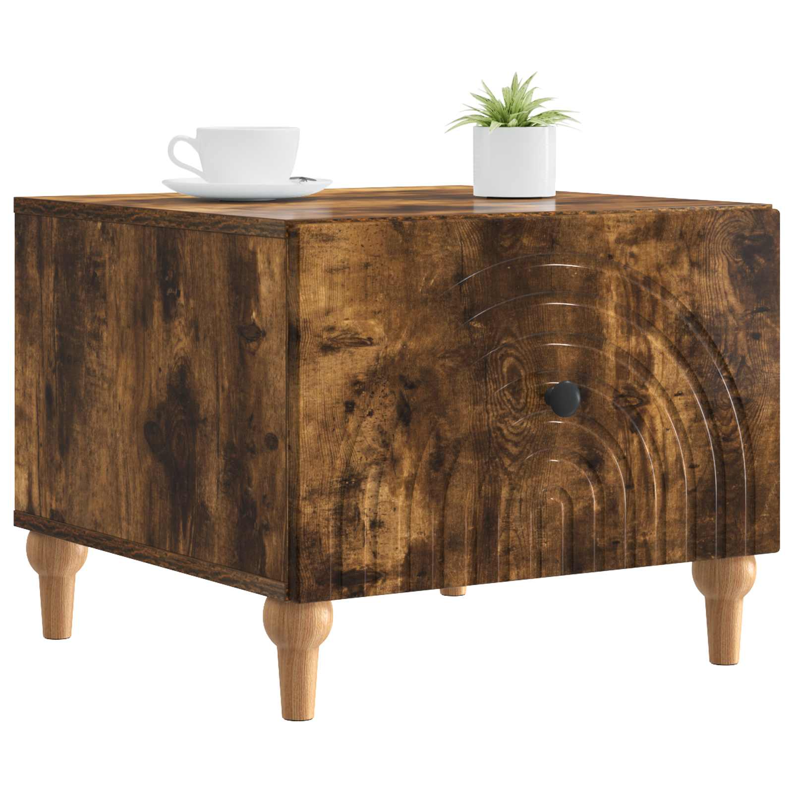 Salontafel met lade Gerookt eiken 49 x 50 x 40 cm Bewerkt hout