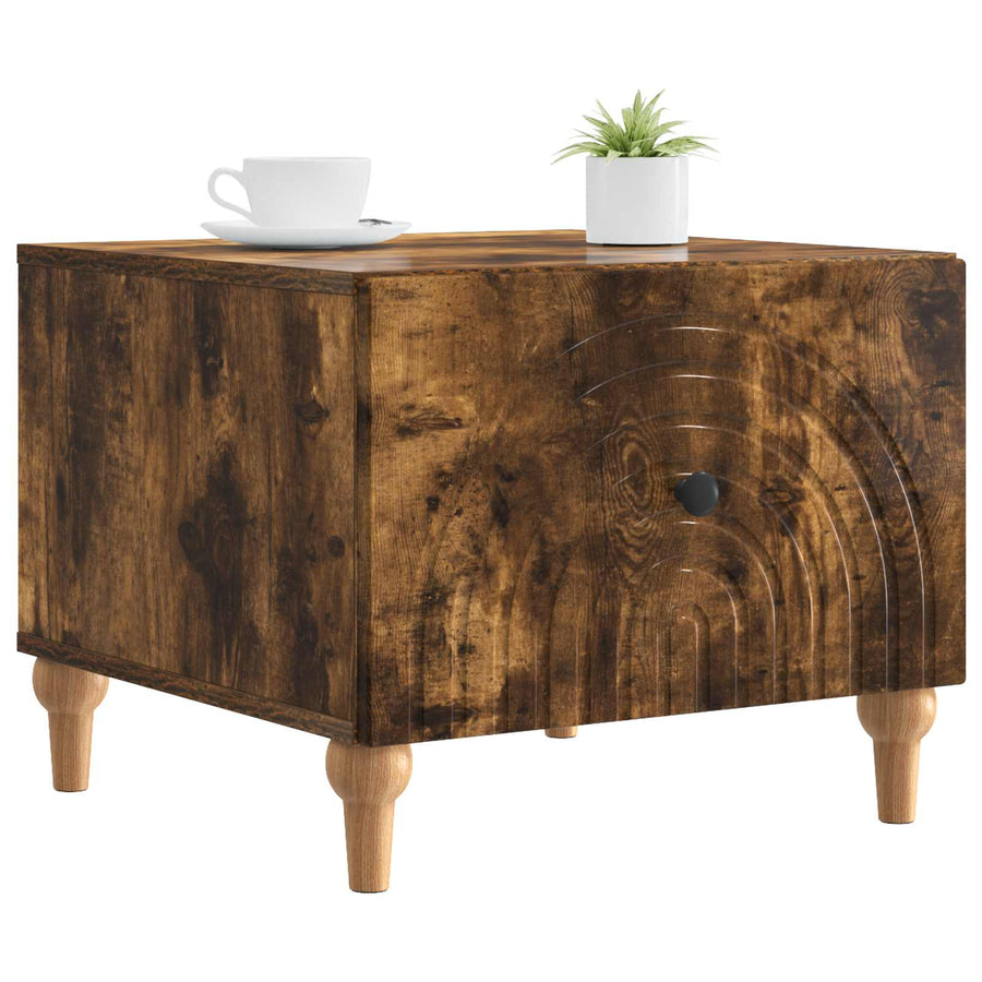 Salontafel met lade Gerookt eiken 49 x 50 x 40 cm Bewerkt hout