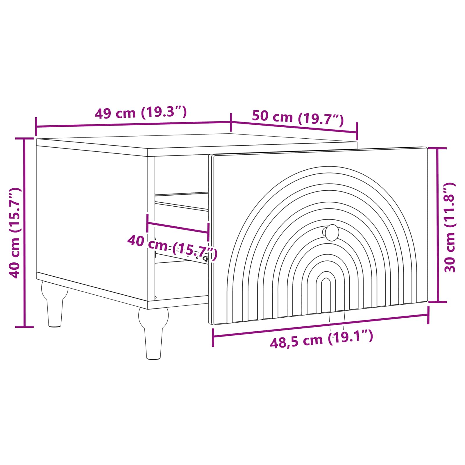Salontafel met lade Grijs sonoma 49 x 50 x 40 cm Bewerkt hout
