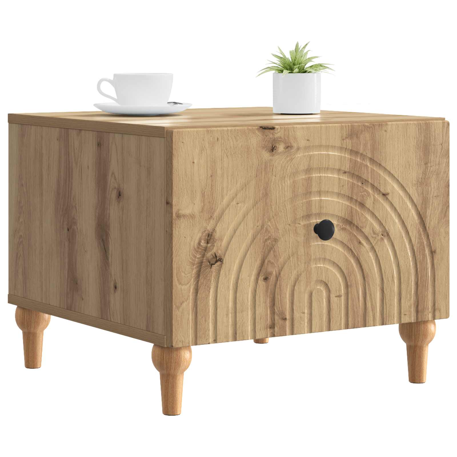 Salontafel Artisanaal eiken 49 x 50 x 40 cm Bewerkt hout
