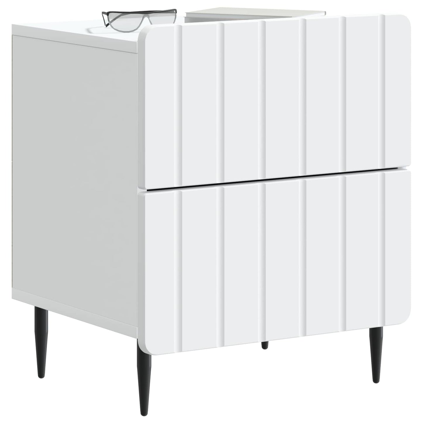 Nachtkastje met lade Wit 43 x 34,5 x 49,5 cm Bewerkt hout