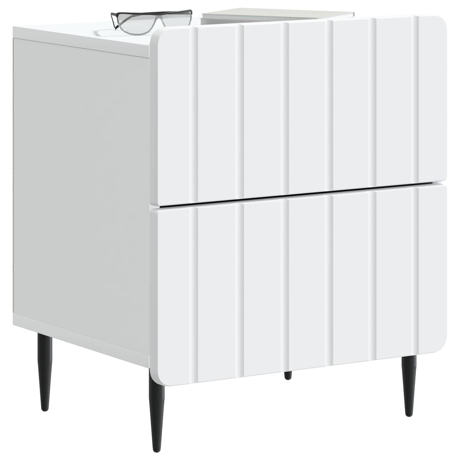 Nachtkastje met lade Wit 43 x 34,5 x 49,5 cm Bewerkt hout