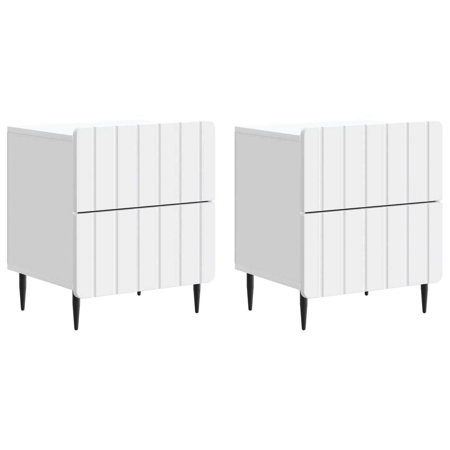 Nachtkastje met lade 2 pcs Wit 43 x 34,5 x 49,5 cm Bewerkt hout