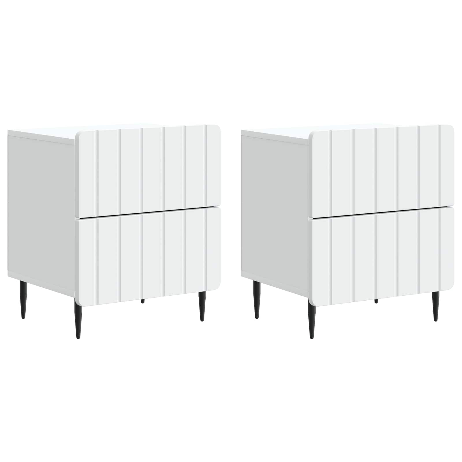 Nachtkastje met lade 2 pcs Wit 43 x 34,5 x 49,5 cm Bewerkt hout