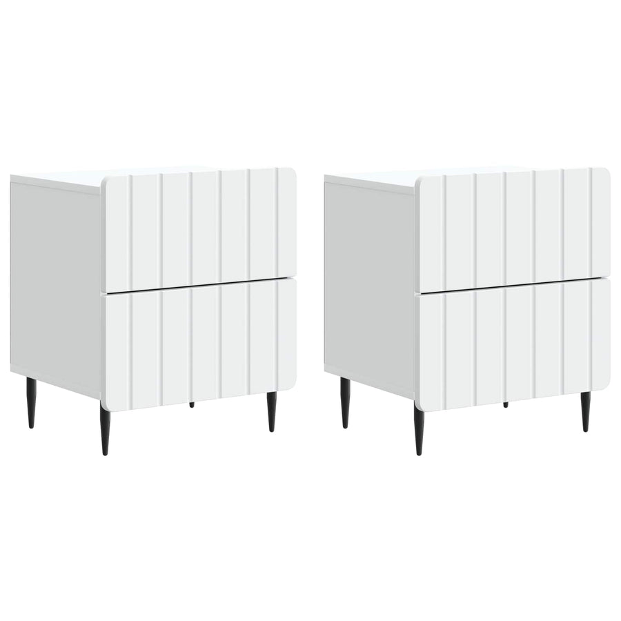 Nachtkastje met lade 2 pcs Wit 43 x 34,5 x 49,5 cm Bewerkt hout