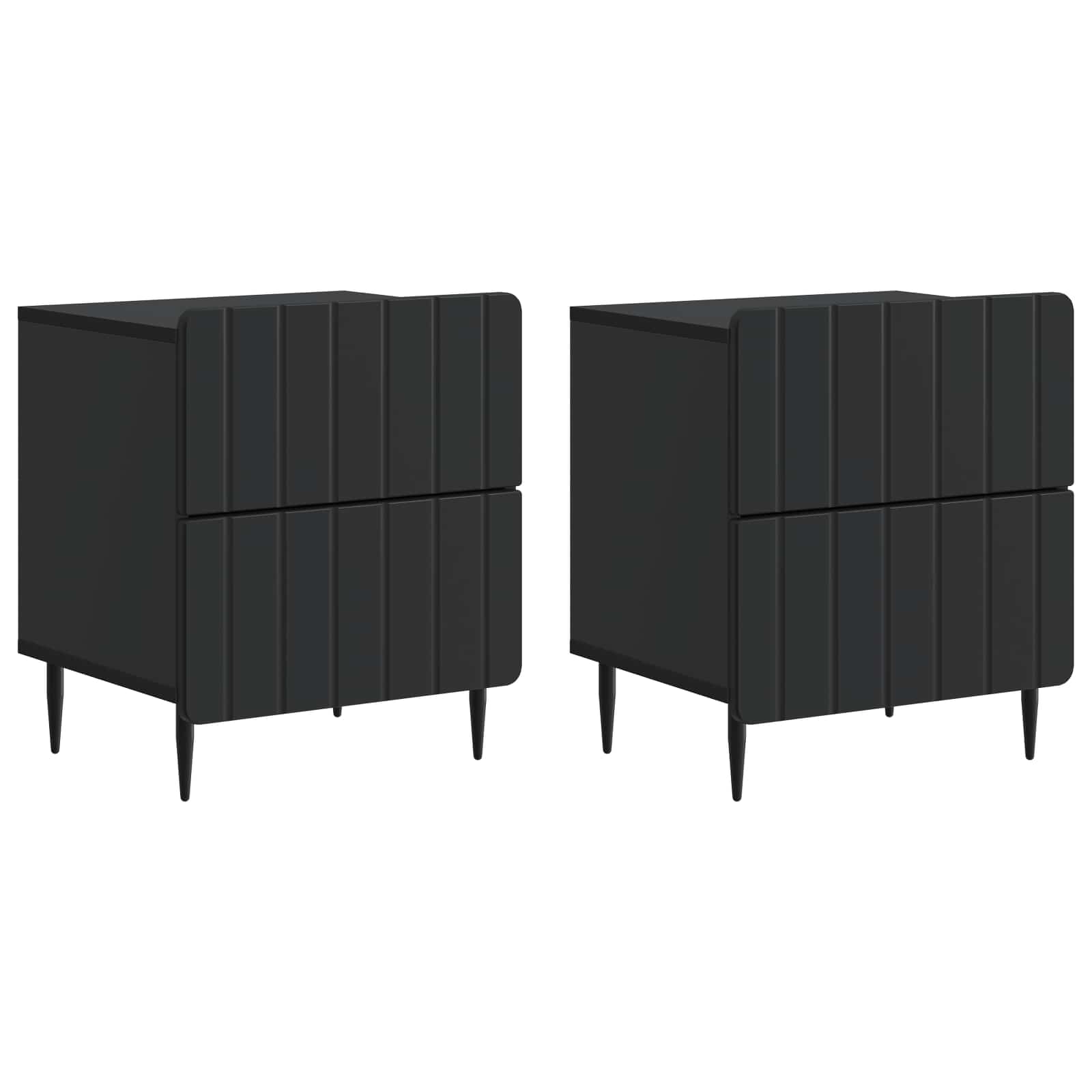 Nachtkastje 2 pcs Zwart 43 x 34,5 x 49,5 cm Bewerkt hout