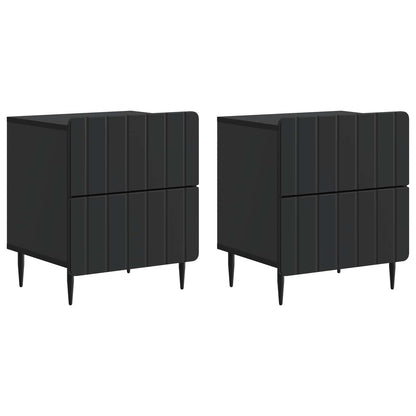 Nachtkastje 2 pcs Zwart 43 x 34,5 x 49,5 cm Bewerkt hout
