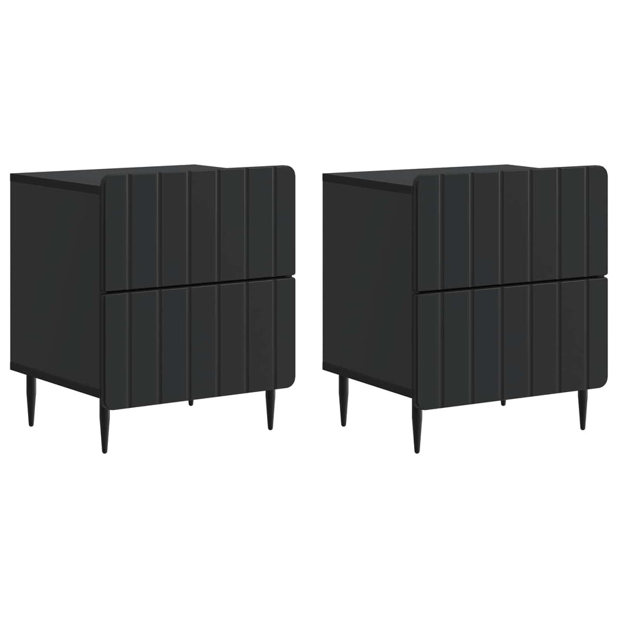Nachtkastje 2 pcs Zwart 43 x 34,5 x 49,5 cm Bewerkt hout