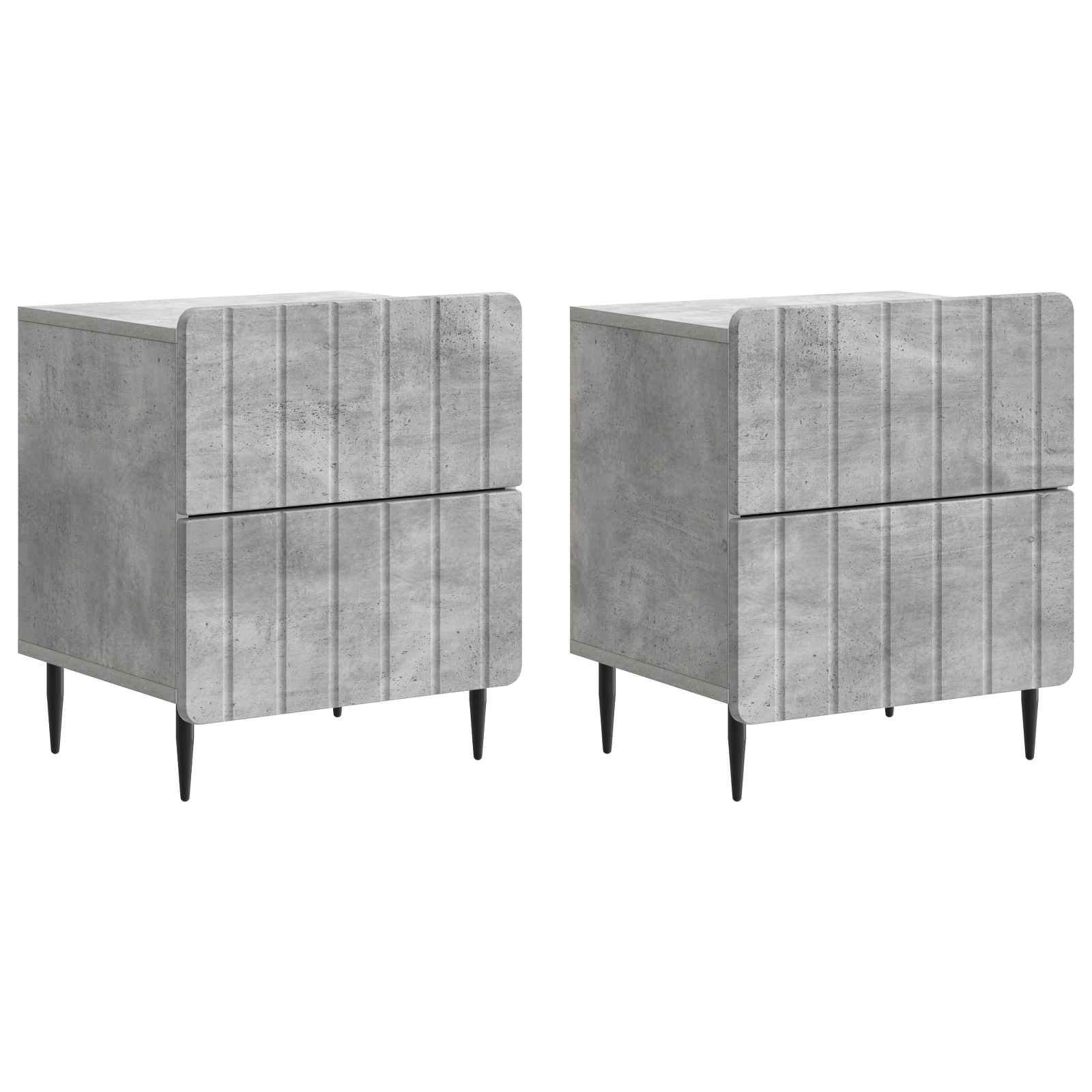 Nachtkastje 2 pcs Betongrijs 43 x 34,5 x 49,5 cm Bewerkt hout