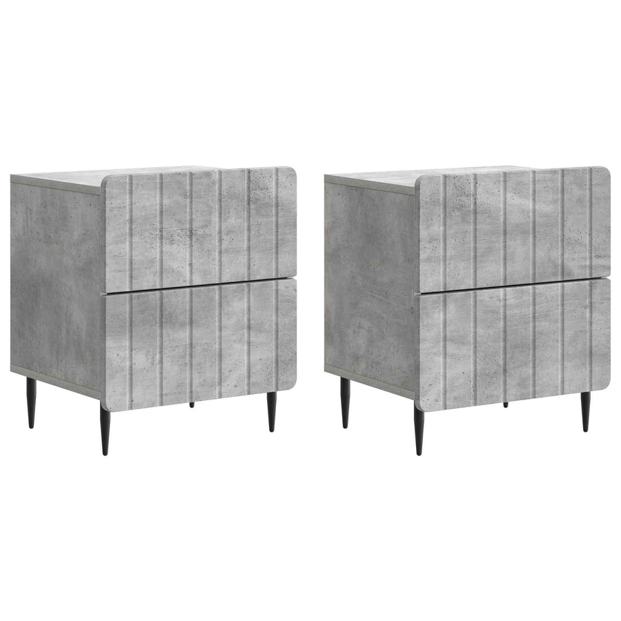 Nachtkastje 2 pcs Betongrijs 43 x 34,5 x 49,5 cm Bewerkt hout