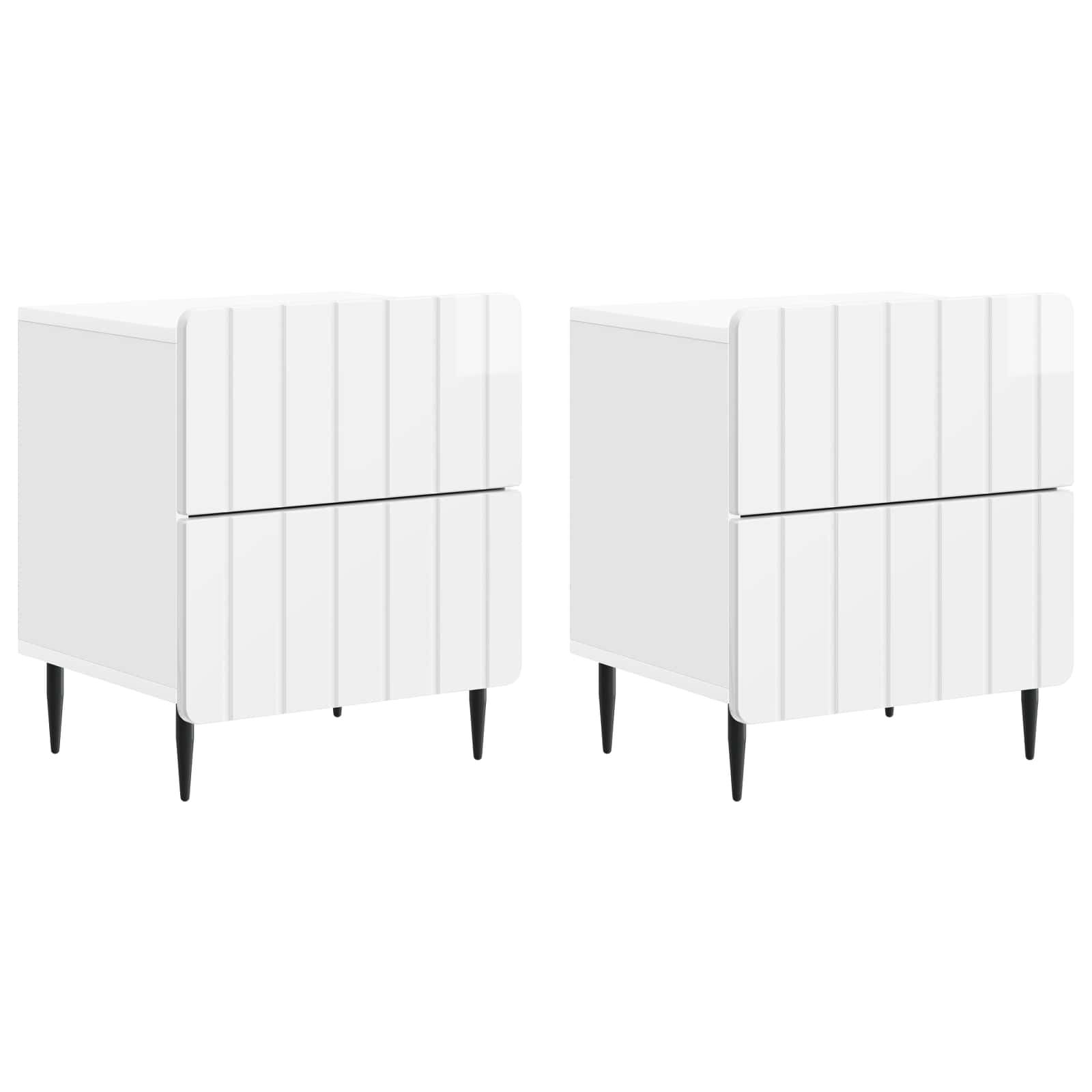 Nachtkastje met lade 2 pcs Hoogglans Wit 43 x 34,5 x 49,5 cm