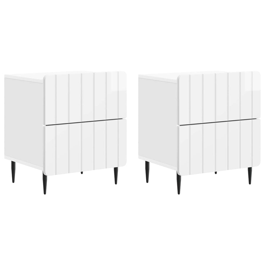 Nachtkastje met lade 2 pcs Hoogglans Wit 43 x 34,5 x 49,5 cm
