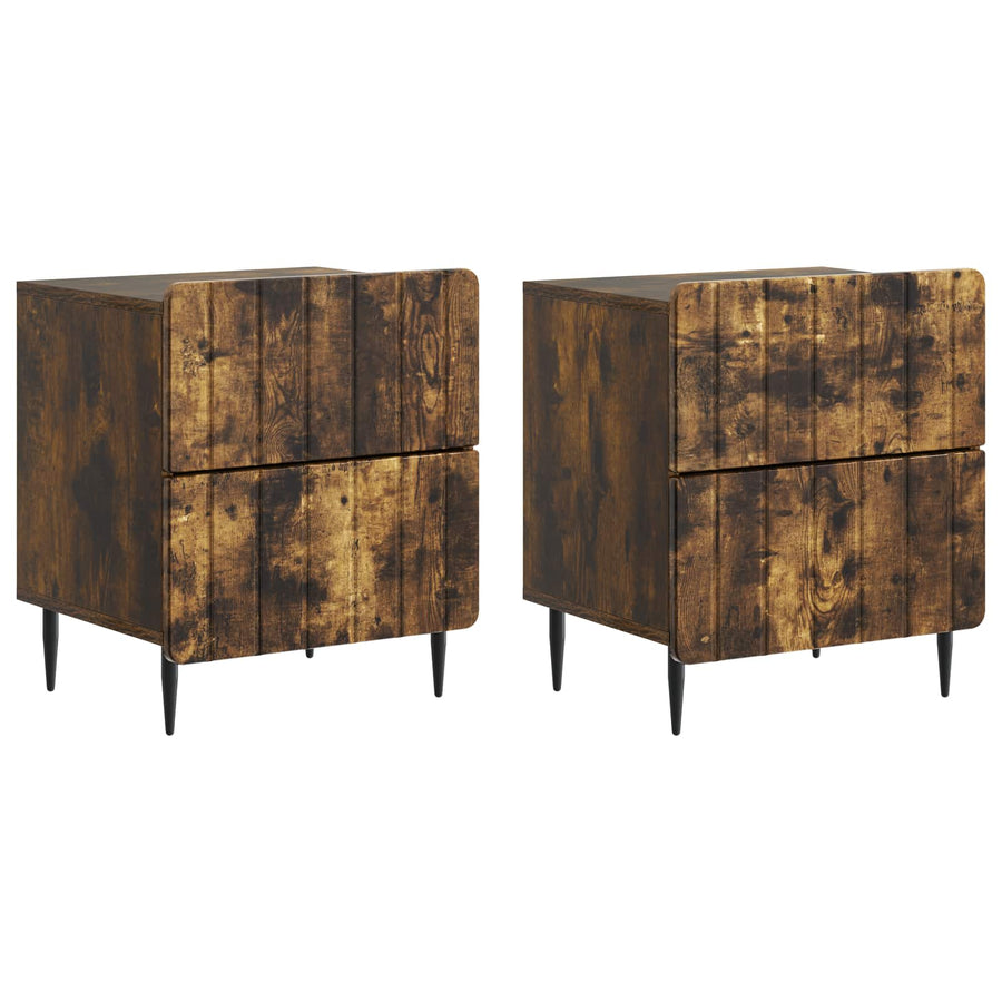 Nachtkastje met lade 2 pcs Gerookt eiken 43 x 34,5 x 49,5 cm