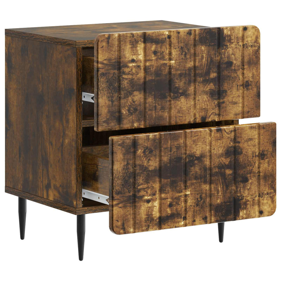 Nachtkastje met lade 2 pcs Gerookt eiken 43 x 34,5 x 49,5 cm