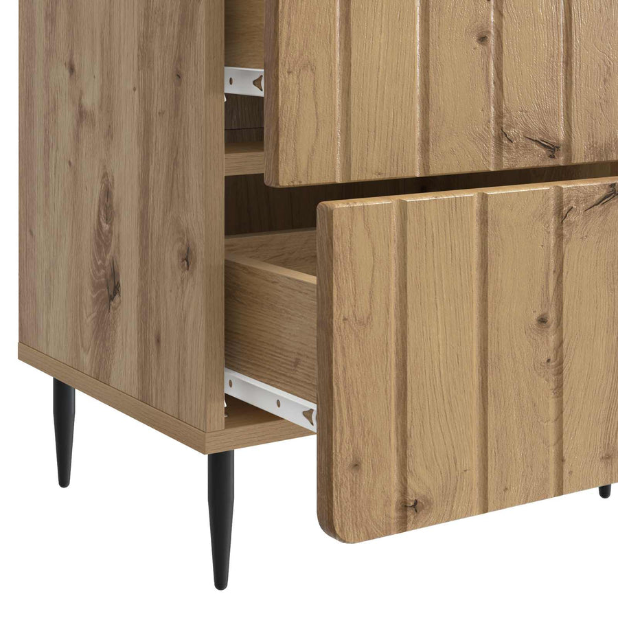 Nachtkastje Artisanaal eiken 43 x 34,5 x 49,5 cm Bewerkt hout
