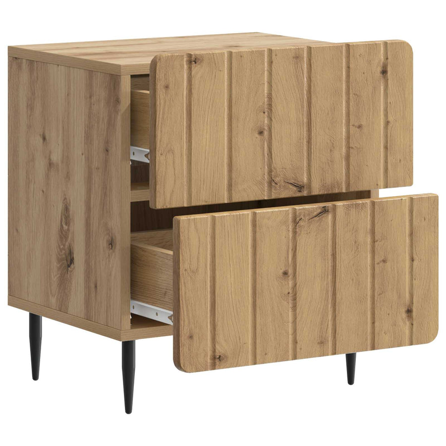 Nachtkastje Artisanaal eiken 43 x 34,5 x 49,5 cm Bewerkt hout