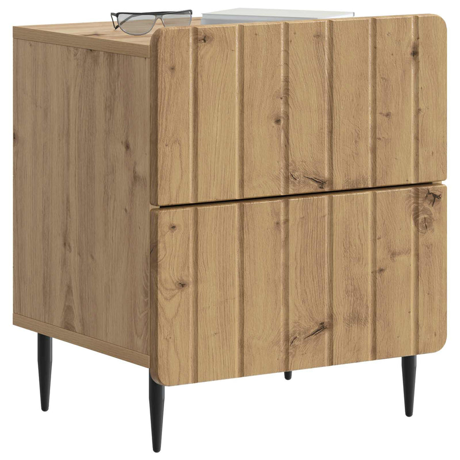 Nachtkastje Artisanaal eiken 43 x 34,5 x 49,5 cm Bewerkt hout