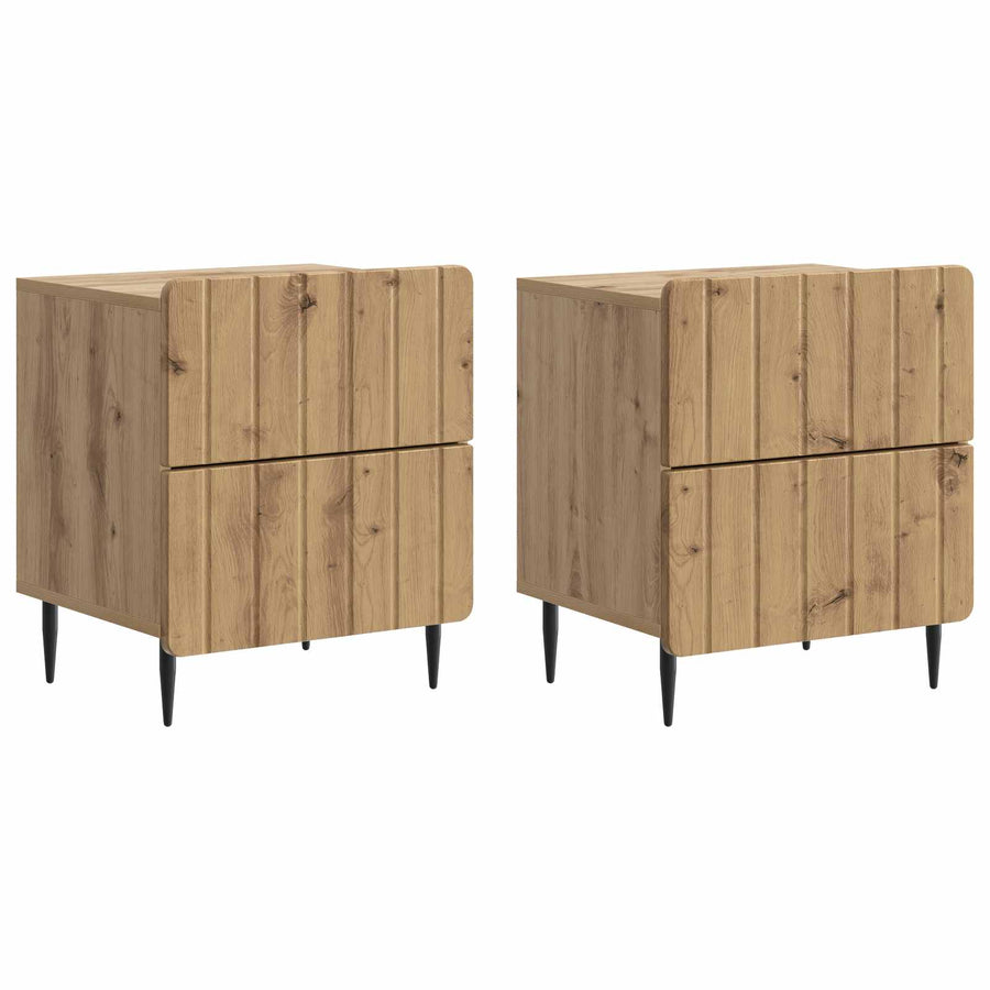 Nachtkastje met lade 2 pcs Artisanaal eiken 43 x 34,5 x 49,5 cm