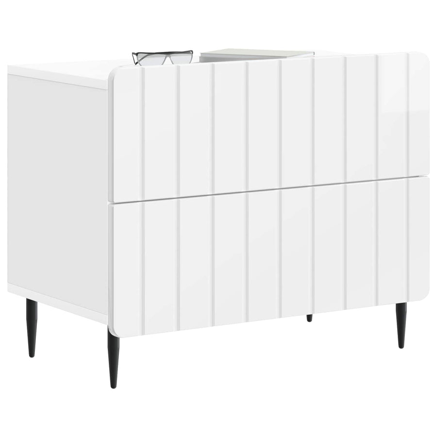 Nachtkastje Hoogglans Wit 62 x 34,5 x 49,5 cm Bewerkt hout
