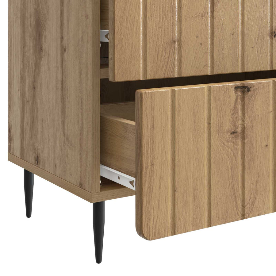 Nachtkastje Artisanaal eiken 62 x 34,5 x 49,5 cm Bewerkt hout