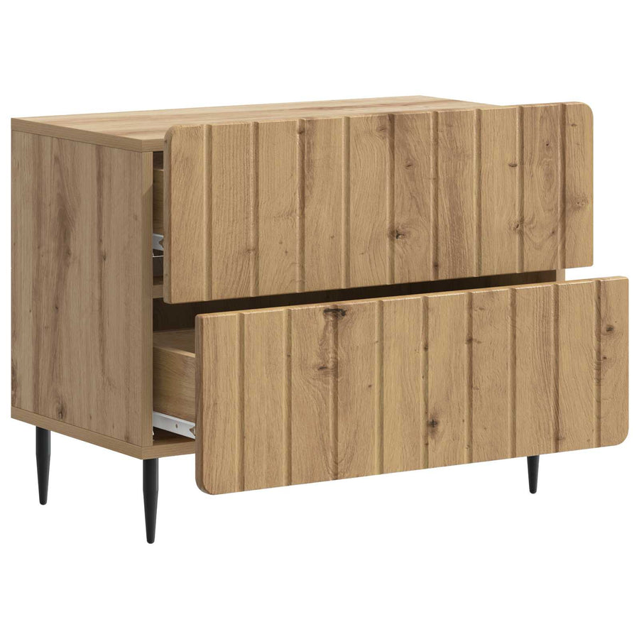 Nachtkastje Artisanaal eiken 62 x 34,5 x 49,5 cm Bewerkt hout