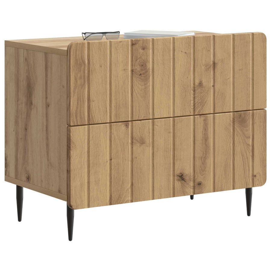 Nachtkastje Artisanaal eiken 62 x 34,5 x 49,5 cm Bewerkt hout