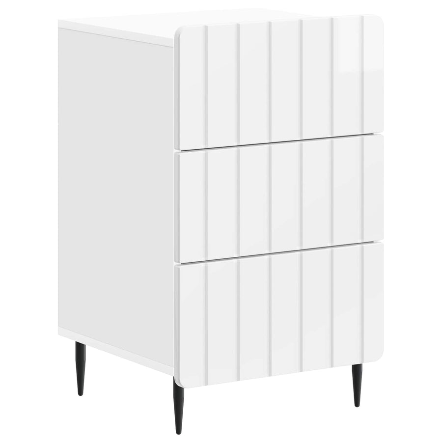 Nachtkastje met lade Hoogglans Wit 43x 41 x 68 cm Bewerkt hout