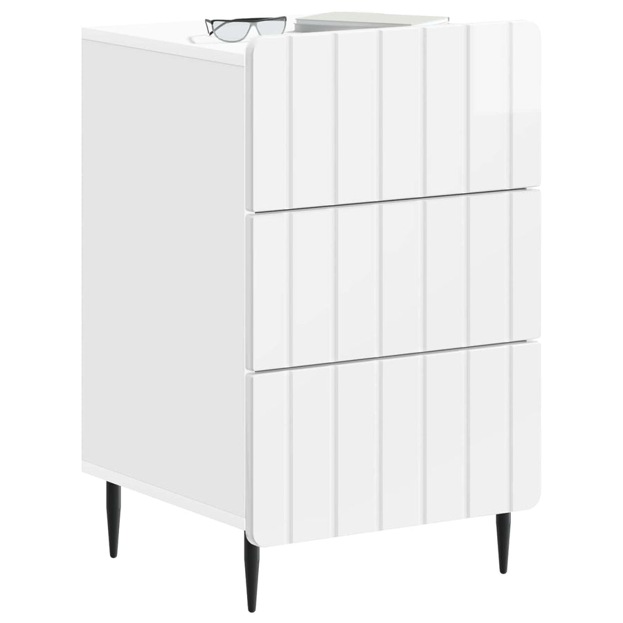 Nachtkastje met lade Hoogglans Wit 43x 41 x 68 cm Bewerkt hout