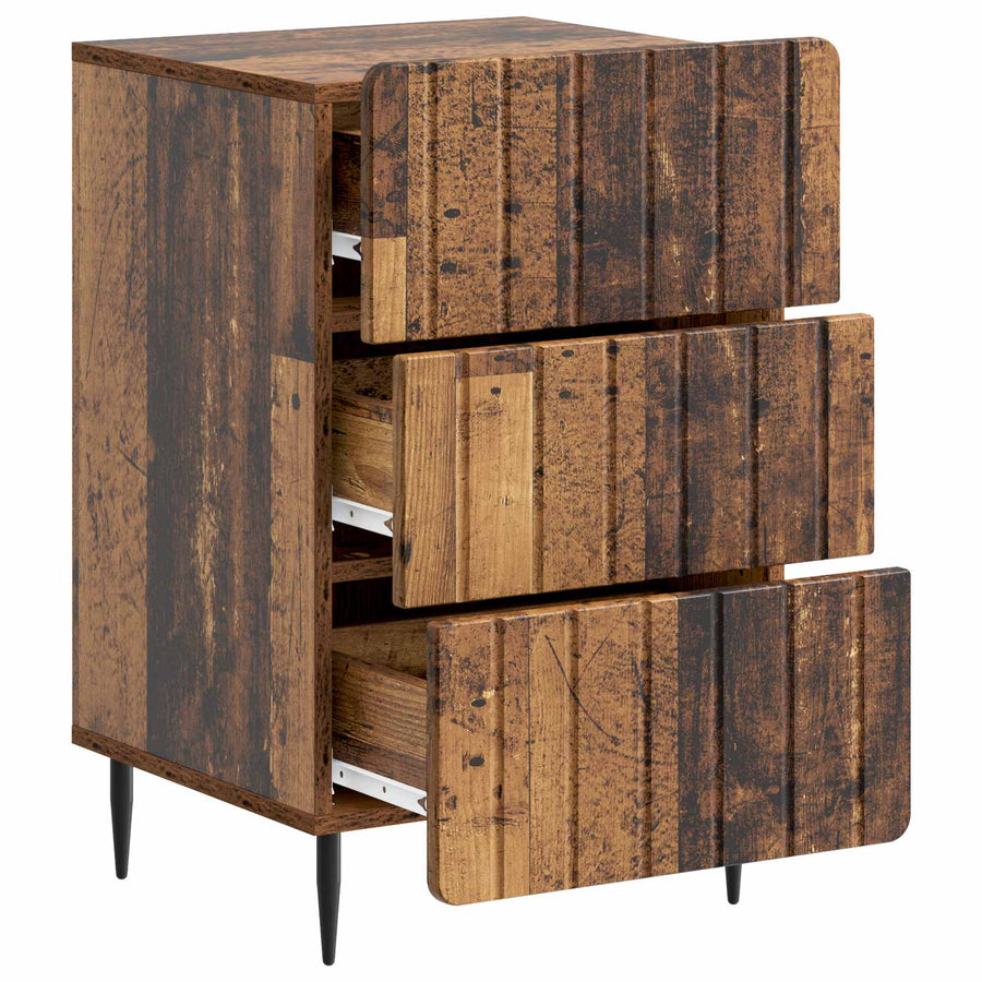 Nachtkastje met lade Oud hout 43x 41 x 68 cm Bewerkt hout