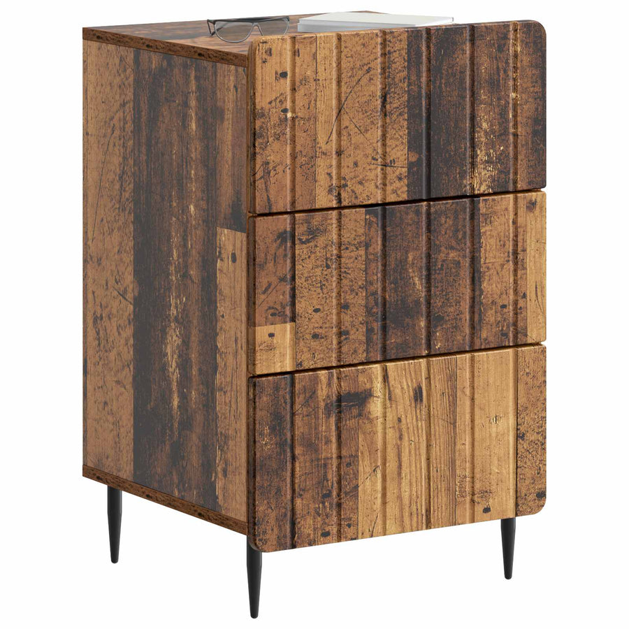 Nachtkastje met lade Oud hout 43x 41 x 68 cm Bewerkt hout