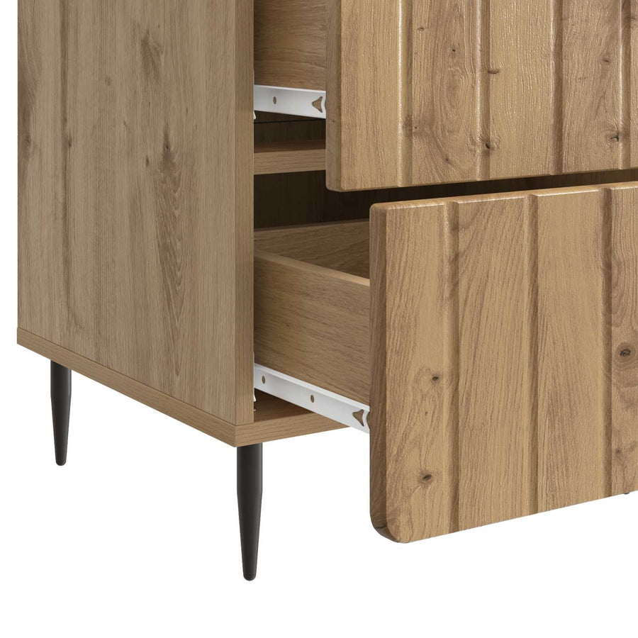 Nachtkastje Artisanaal eiken 43x 41 x 68 cm Bewerkt hout