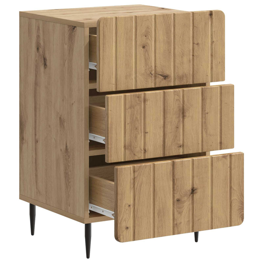 Nachtkastje Artisanaal eiken 43x 41 x 68 cm Bewerkt hout