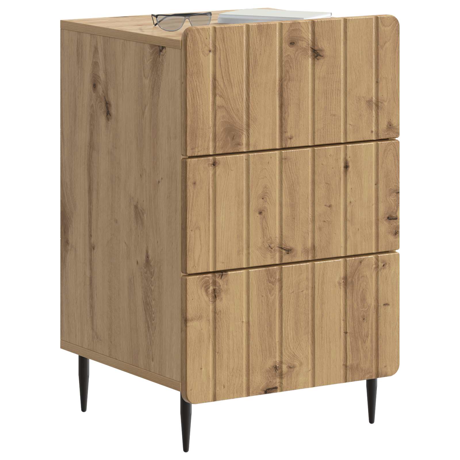 Nachtkastje Artisanaal eiken 43x 41 x 68 cm Bewerkt hout