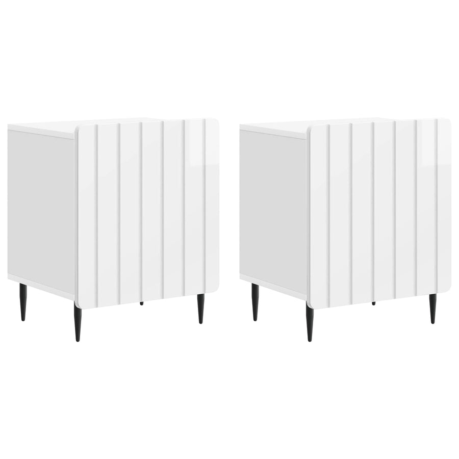 Nachtkastje 2 pcs Hoogglans Wit 43 x 34,5 x 52 cm Bewerkt hout