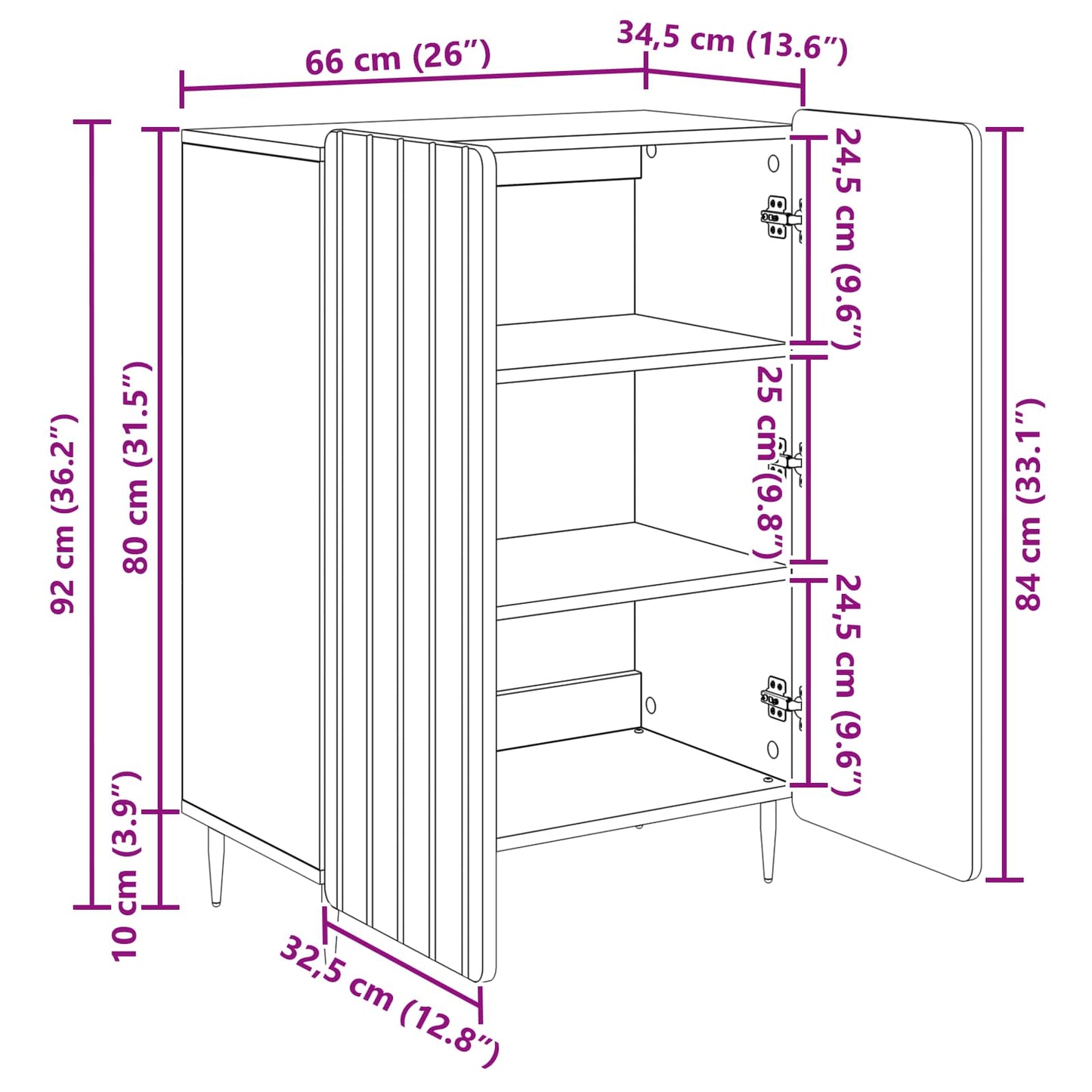 Dressoir Sonoma Eiken 66 x 34,5 x 92 cm Bewerkt hout