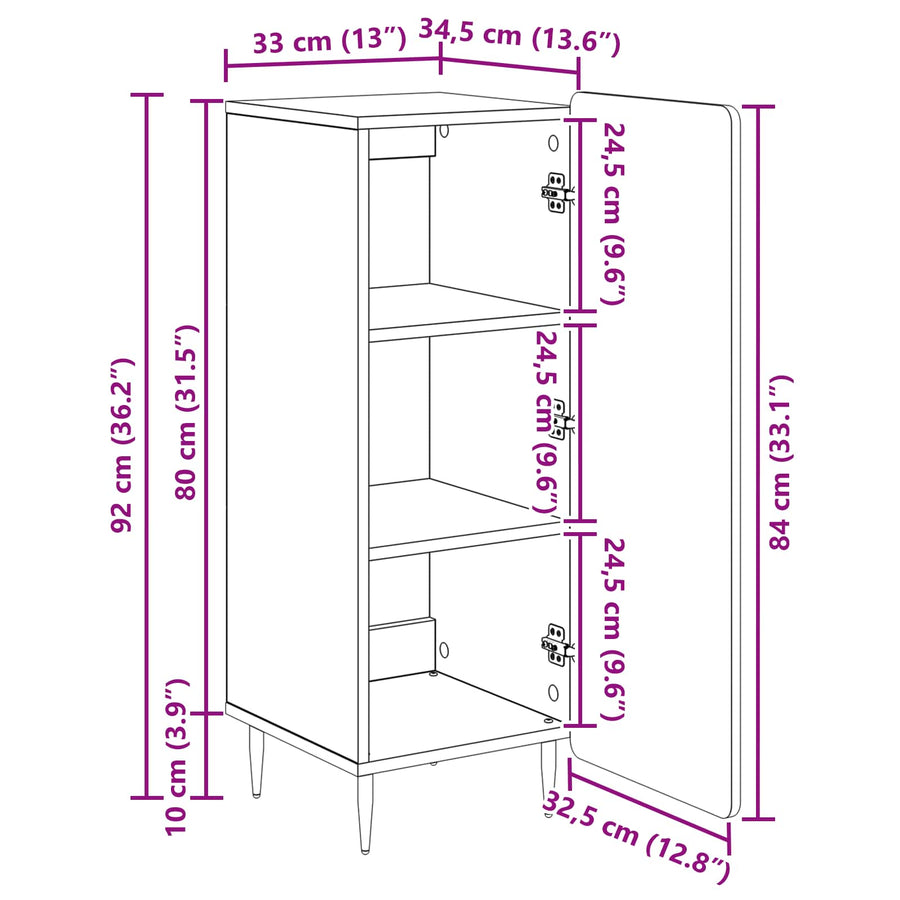 Dressoir Zwart 34,5 x 33 x 92 cm Bewerkt hout