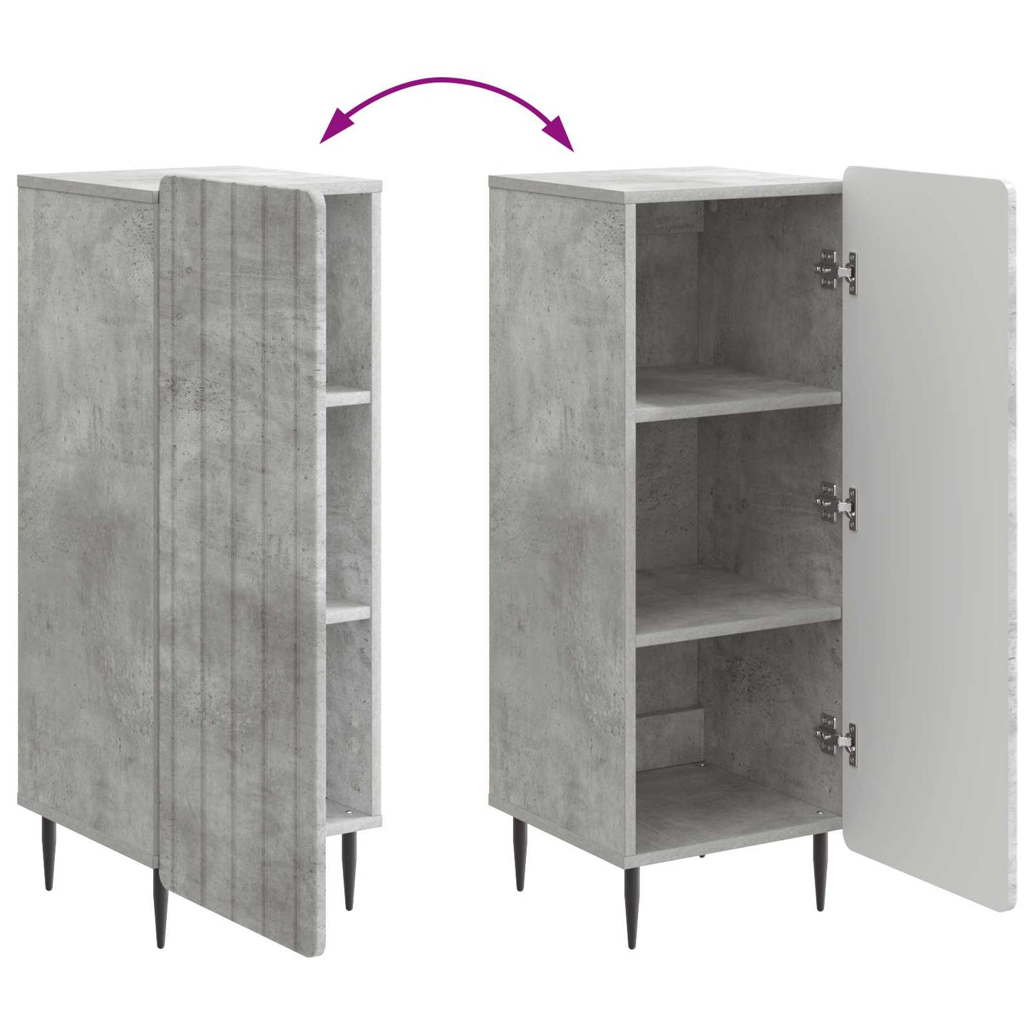 Dressoir Betongrijs 34,5 x 33 x 92 cm Bewerkt hout