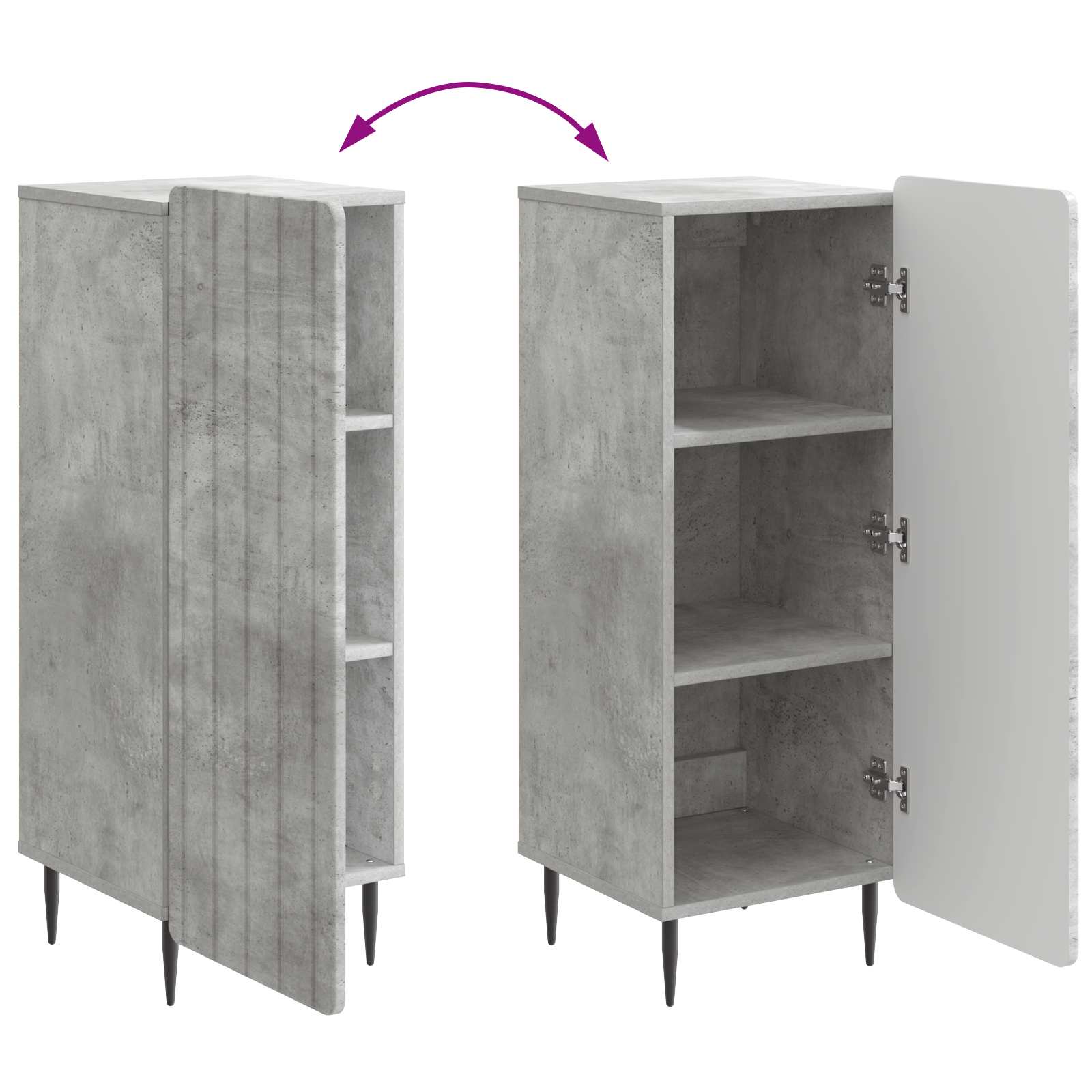 Dressoir Betongrijs 34,5 x 33 x 92 cm Bewerkt hout
