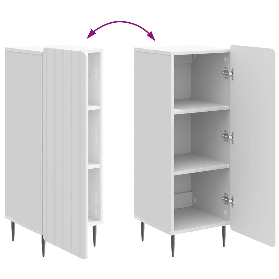 Dressoir Hoogglans Wit 34,5 x 33 x 92 cm Bewerkt hout