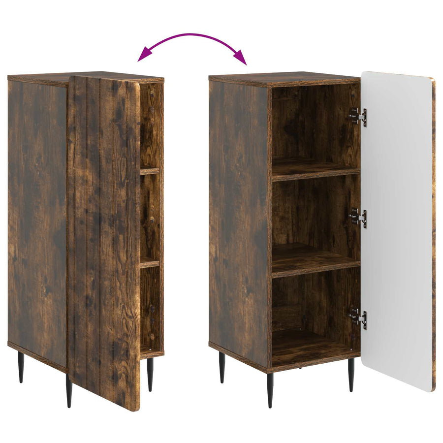 Dressoir Gerookt eiken 34,5 x 33 x 92 cm Bewerkt hout