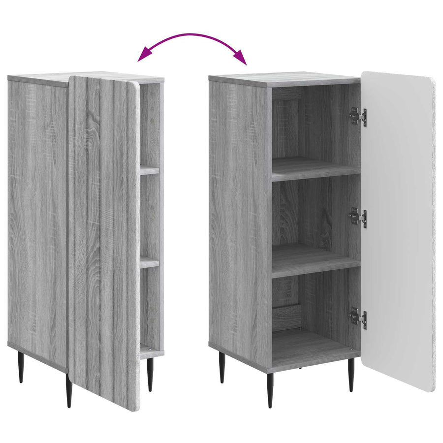Dressoir Grijs sonoma 34,5 x 33 x 92 cm Bewerkt hout