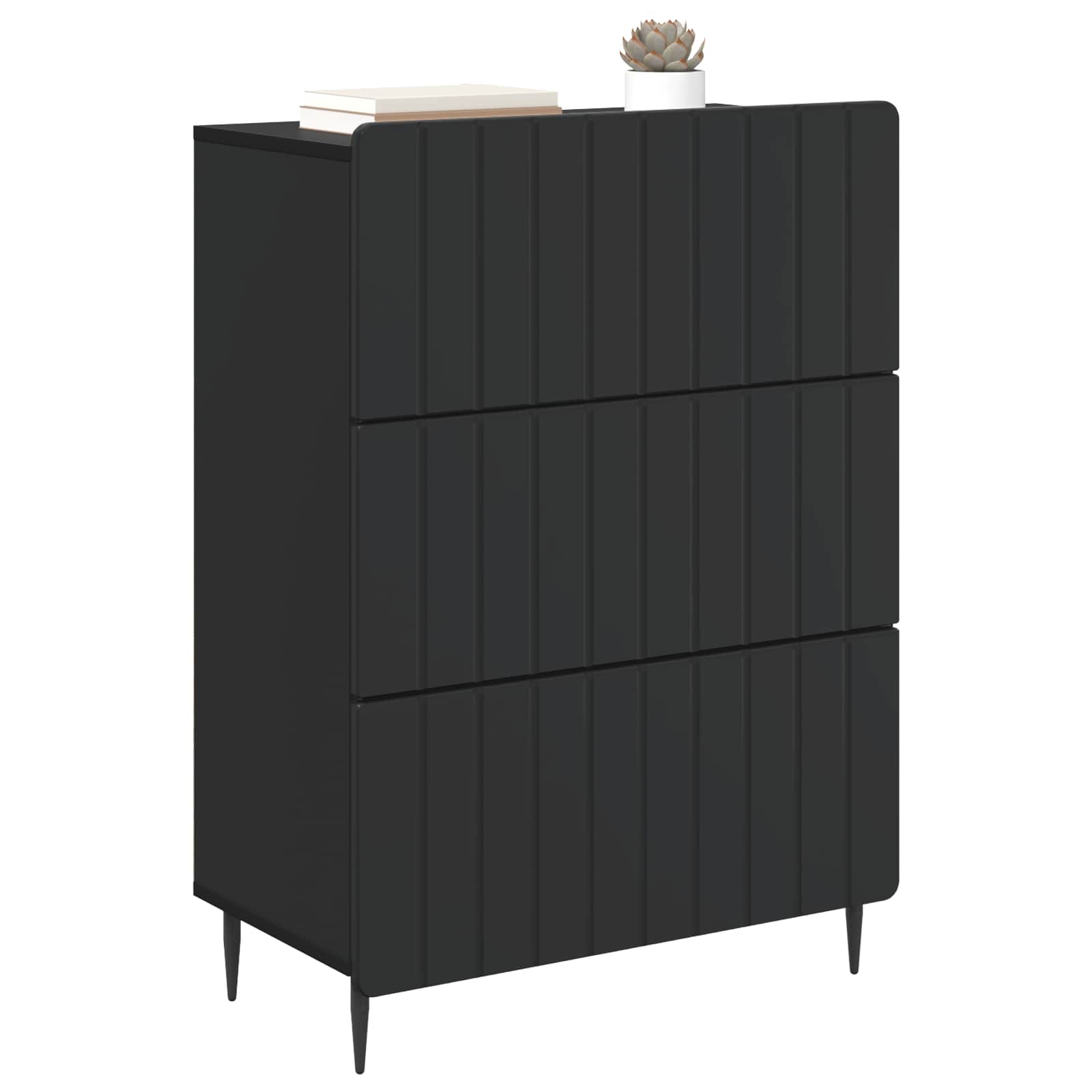 Ladenkast Zwart 66 x 34,5 x 92 cm Bewerkt hout