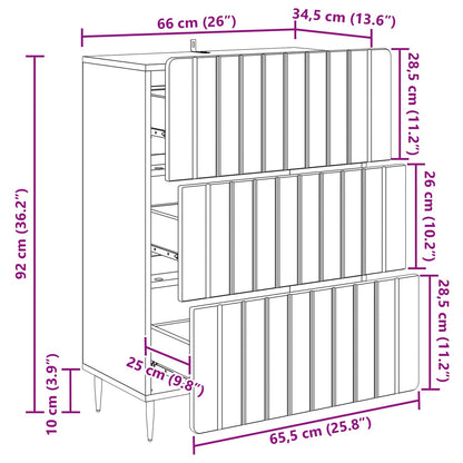 Ladenkast Hoogglans Wit 66 x 34,5 x 92 cm Bewerkt hout
