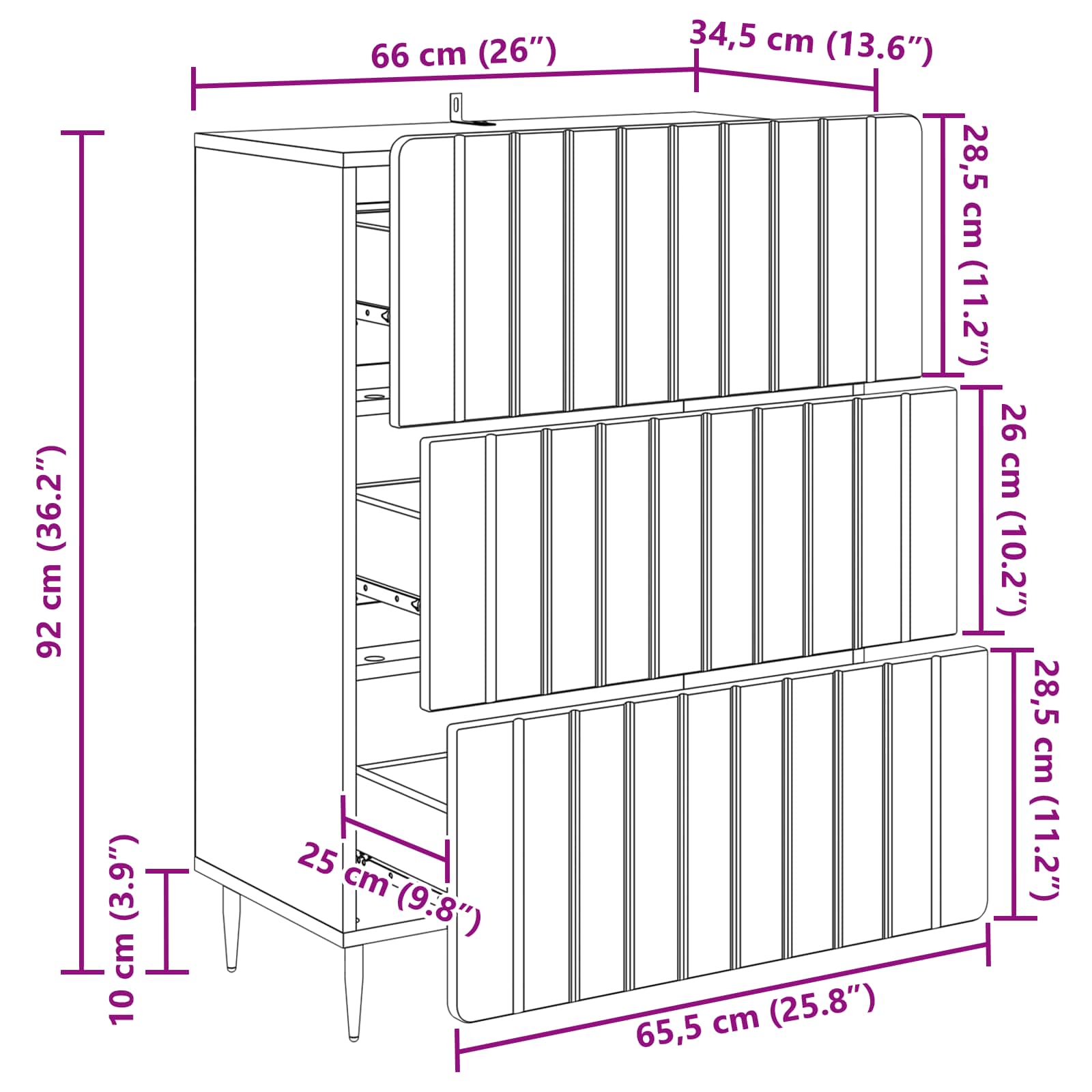 Ladenkast Gerookt eiken 66 x 34,5 x 92 cm Bewerkt hout
