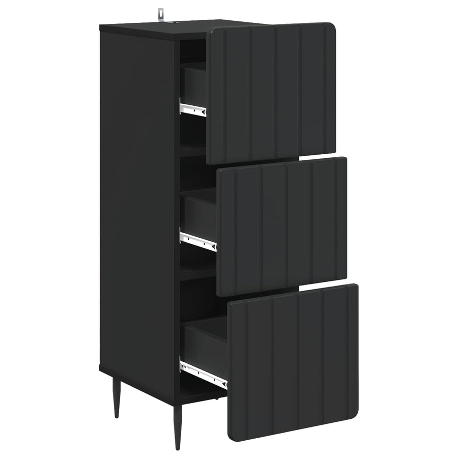 Ladenkast Zwart 33 x 34,5 x 92 cm Bewerkt hout
