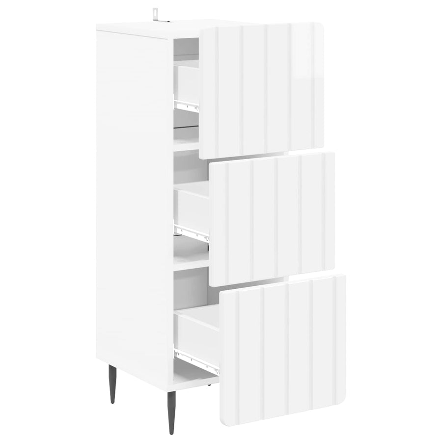 Ladenkast Hoogglans Wit 33 x 34,5 x 92 cm Bewerkt hout