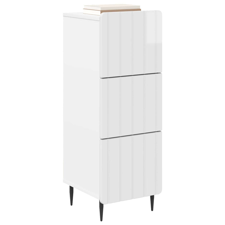 Ladenkast Hoogglans Wit 33 x 34,5 x 92 cm Bewerkt hout