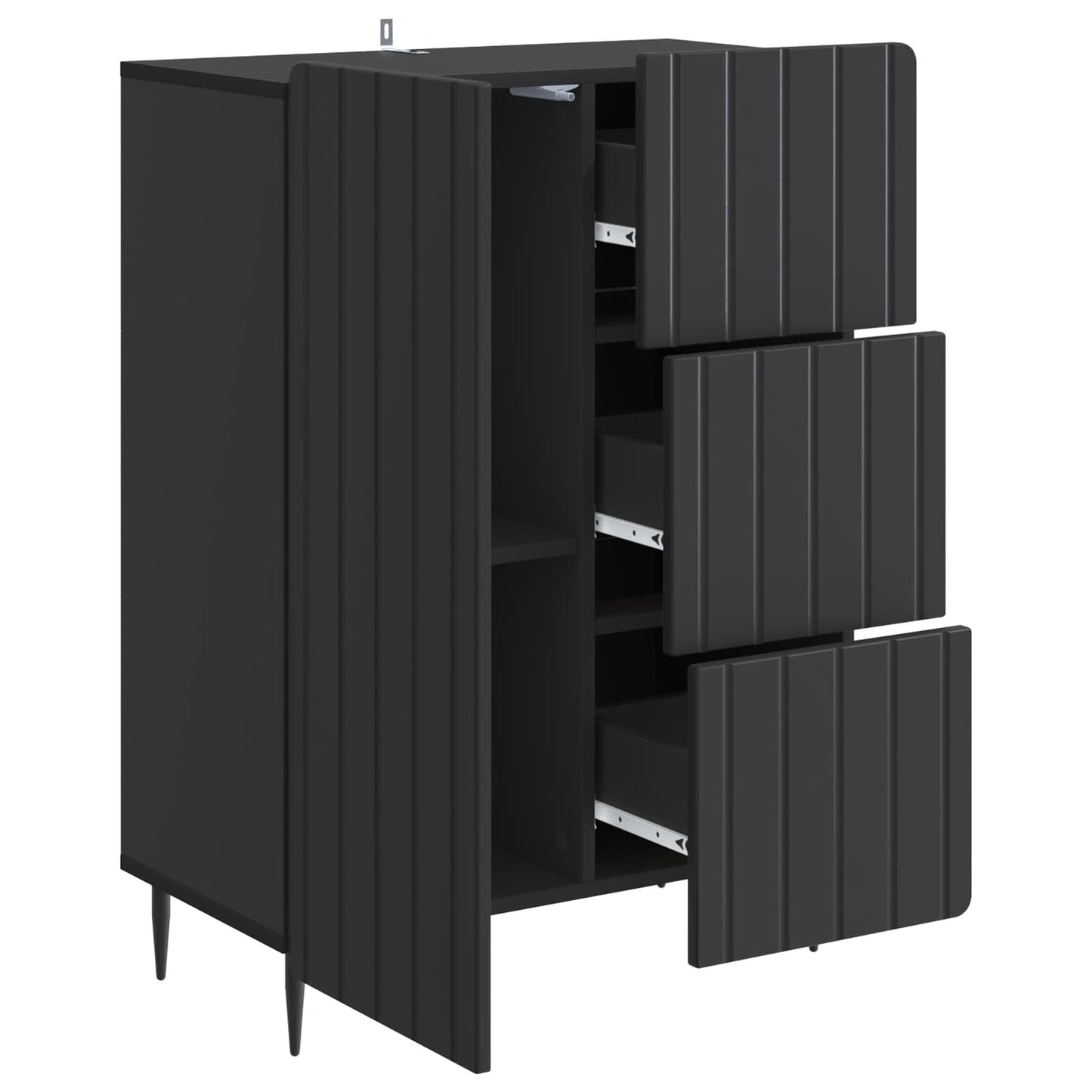Dressoir met lade Zwart 66 x 34,5 x 91,5 cm Bewerkt hout